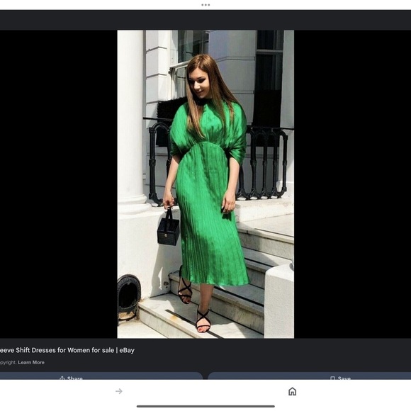 ZARA LIMITED EDITION GREEN PLEATED MIDI DRESS WITH PUFF SLEEVES 2297/693 small - Picture 15 of 15